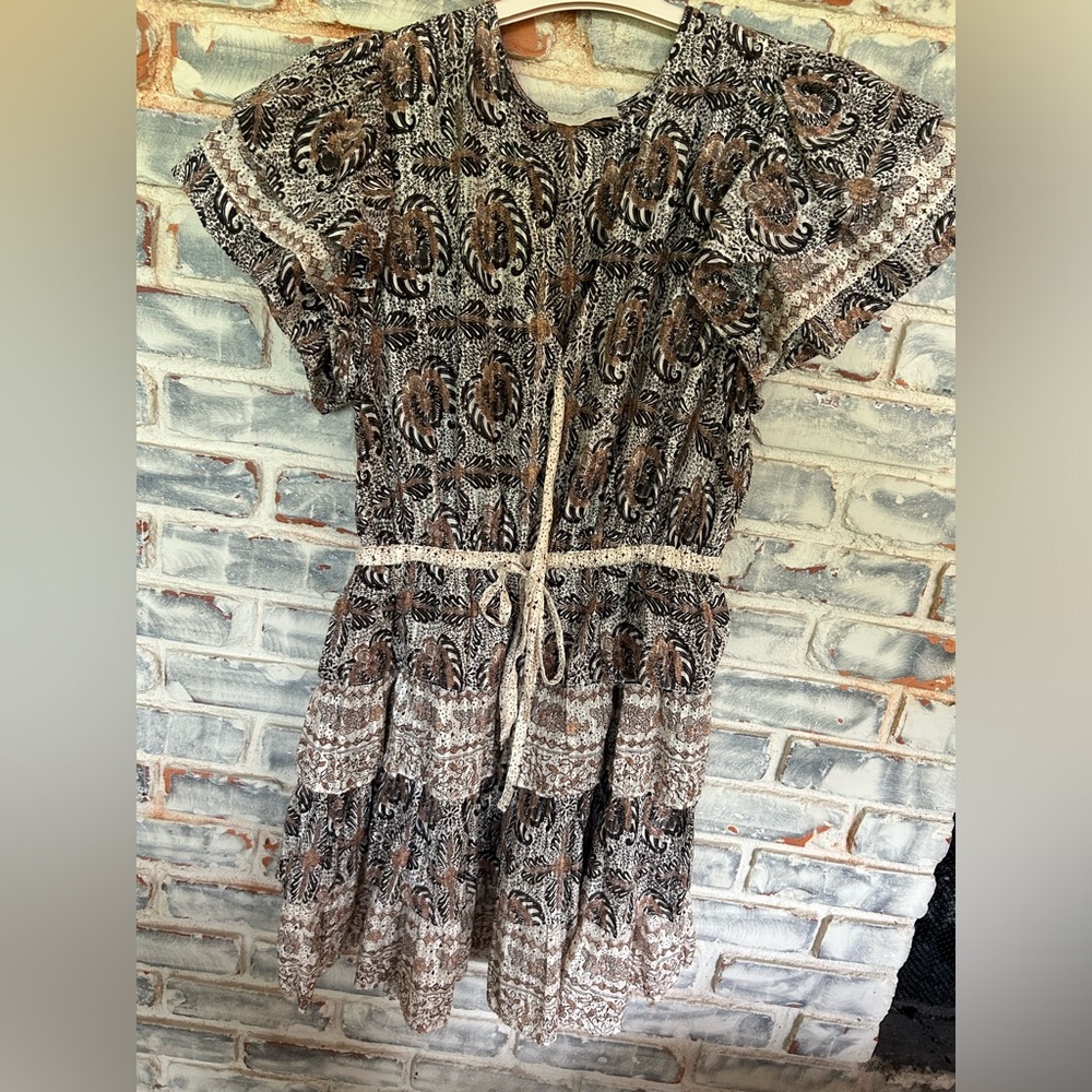 Ulla Johnson Black and Brown Patterned Dress - image 2